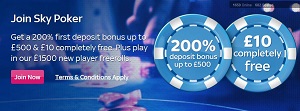 SkyPoker £10 for free